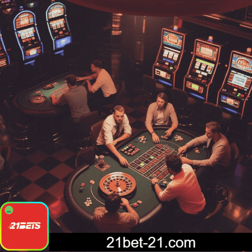 Imagem promocional do cassino online da 21BET mostrando jogos ao vivo